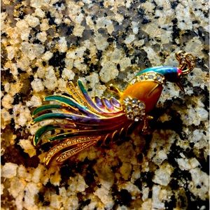 Vintage tropical bird brooche pin from 60s